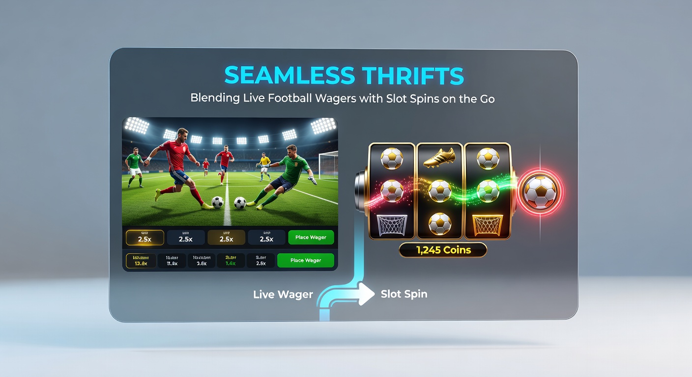 Benutzeroberfläche einer App mit simultan laufender Live-Wette auf Fußball und Slot-Dreh, inklusive Quoten und Jackpot-Anzeige